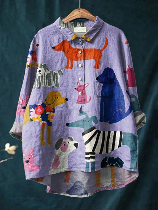 Pawlo Playful Dog Print Oversized Shirt