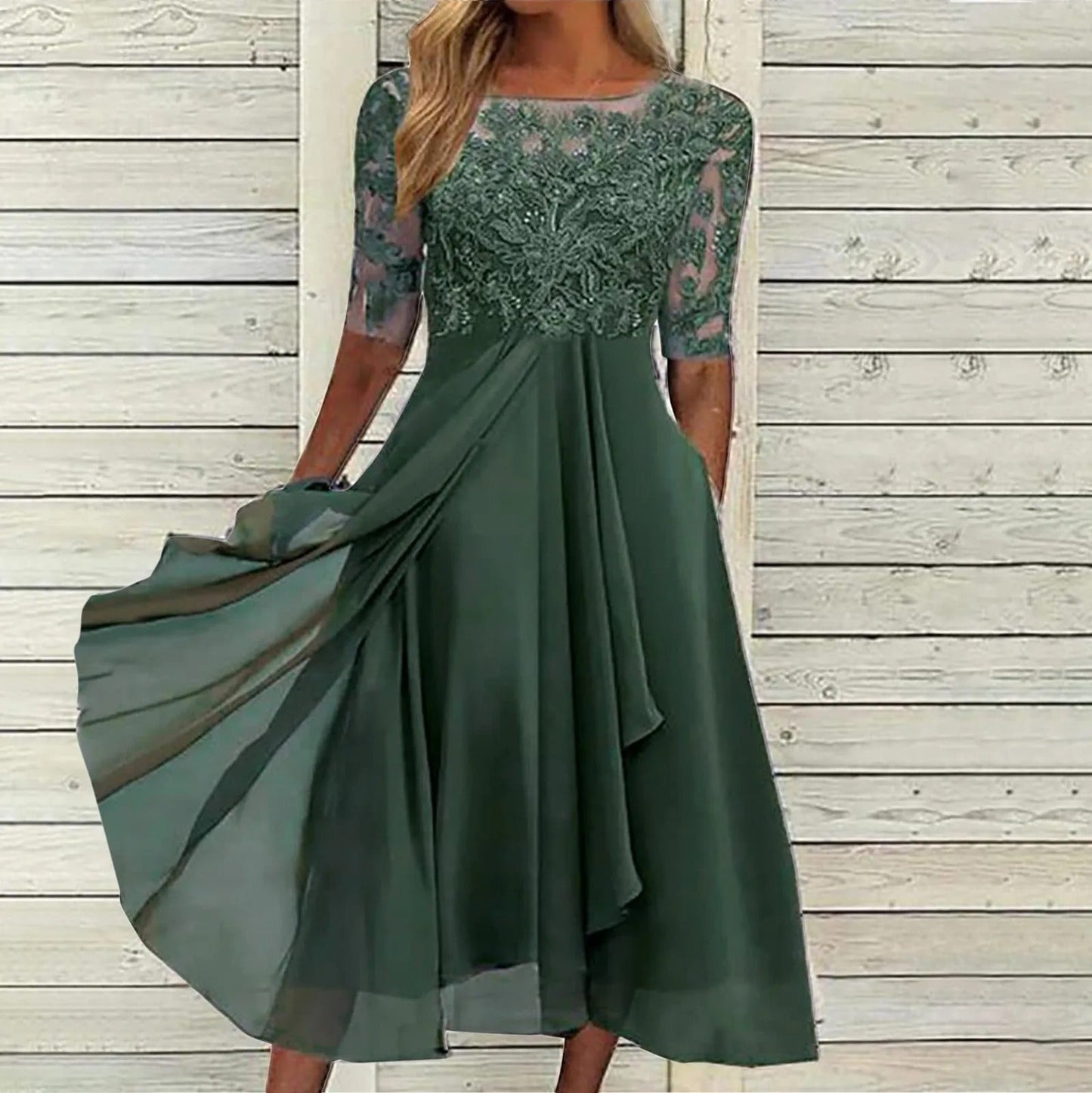 Elowen Lace & Chiffon Midi Dress